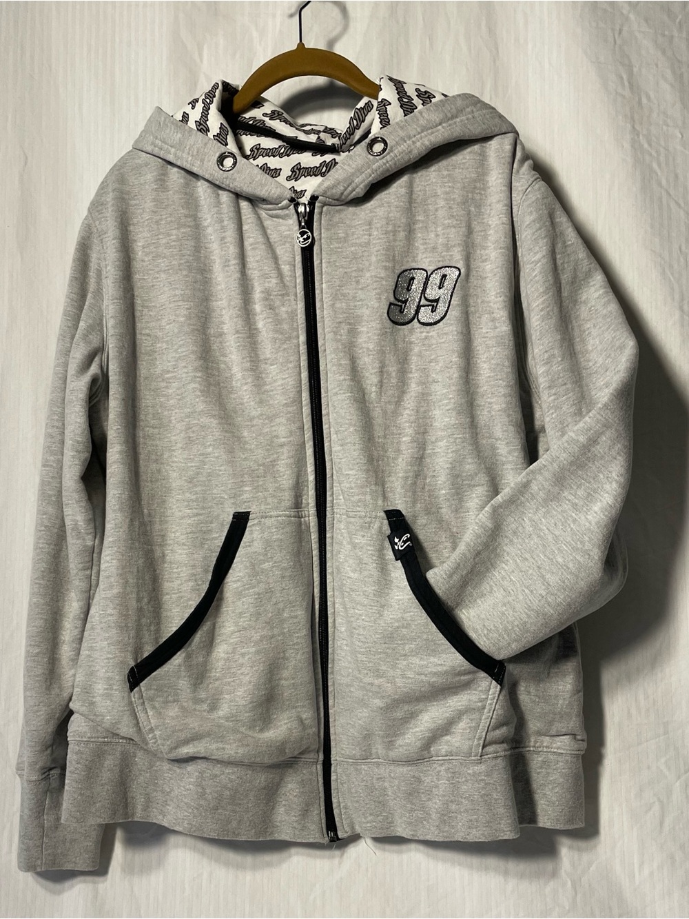 Chase Authentics “Edward’s” vintage Gray Hooded Zip Sweat Jacket with '99' Patch